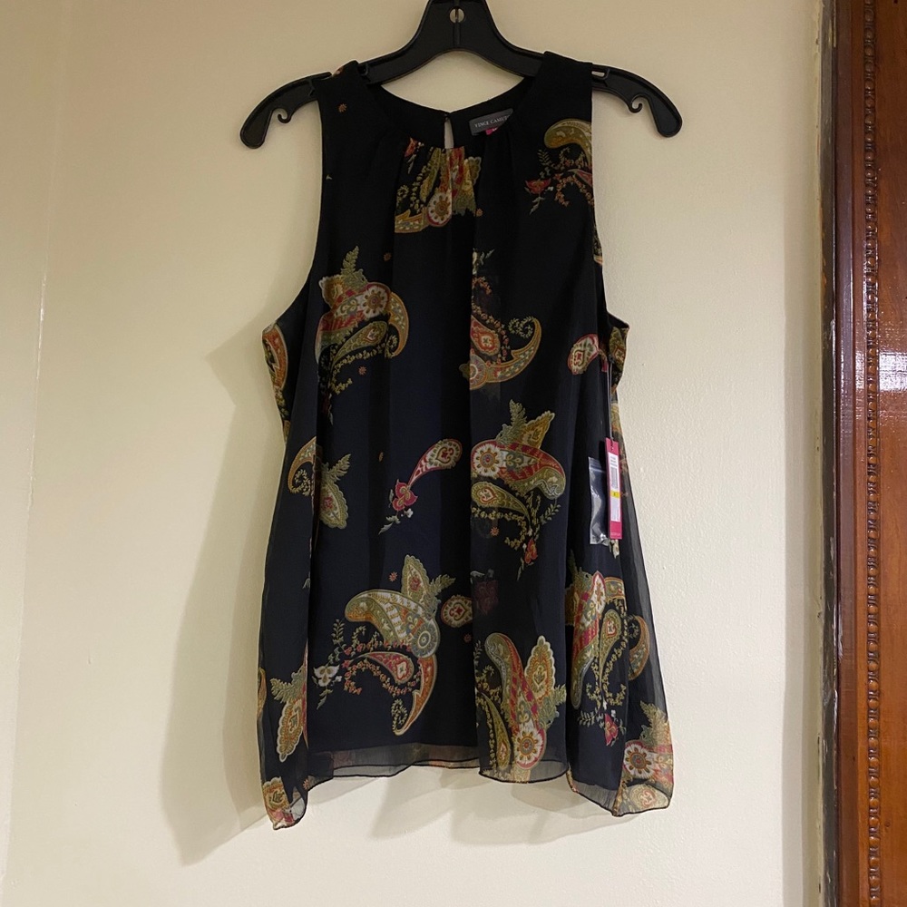 Vince Camuto Paisley Sleeveless Pullover Top